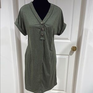 SHEIN Green Polo Collar Cuffed Sleeve T-Shirt